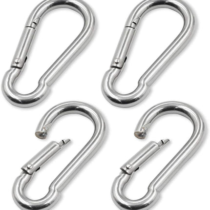 4Pack 2.75 inch Flag Pole Snap Clip Hooks Flagpole Attachment Spring Snap Hook Stainless Steel Carabiner Clips Heavy Duty Quick Link Carabiners for Indoor & Outdoor, Silver