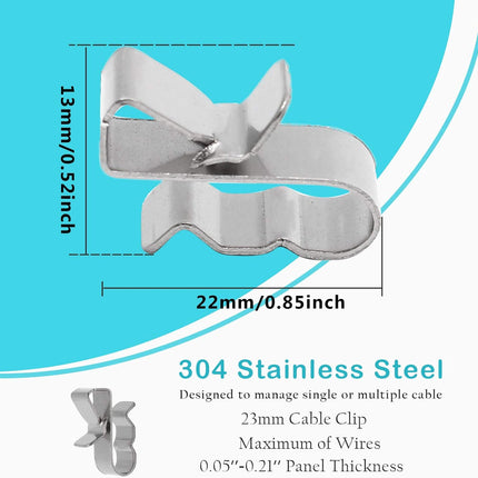 60pcs Solar Panel Cable Clips Trailer Wire Clips Stainless Steel, 0.85" / 22mm Length