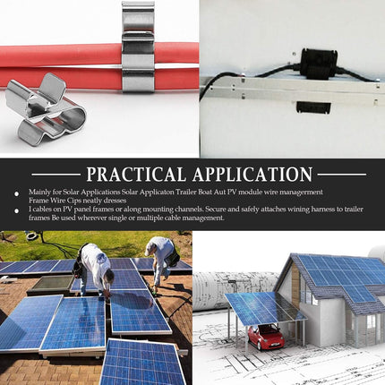 60pcs Solar Panel Cable Clips Trailer Wire Clips Stainless Steel, 0.85" / 22mm Length