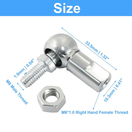 4 PCS m6 x 1.0mm Right Thread Ball Head Joint Rod End Bearing, Carbon Steel Ball Socket End Fitting for Hinge Door
