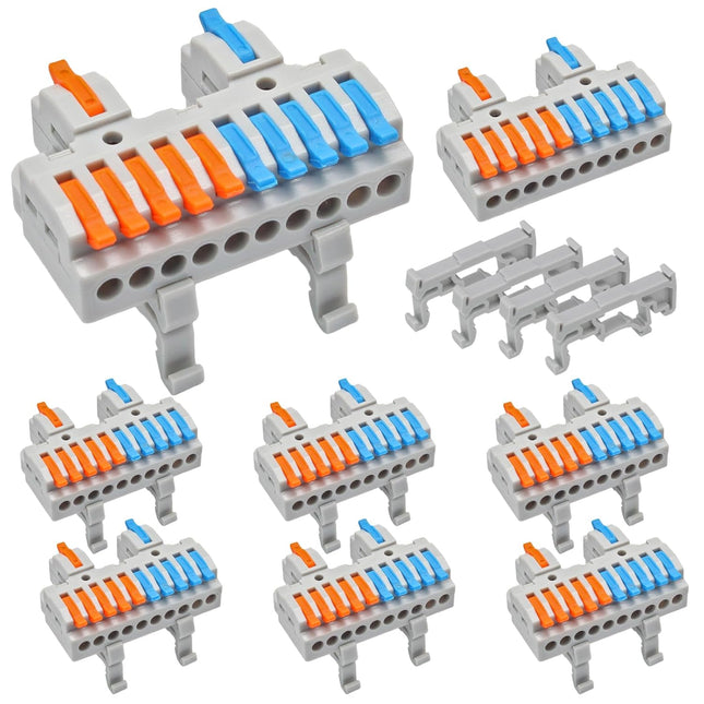 6Pcs DIN Rail Terminal Blocks 28-12AWG Quick Wiring Cable Terminal Blocks Splicing Wire Connectors for
