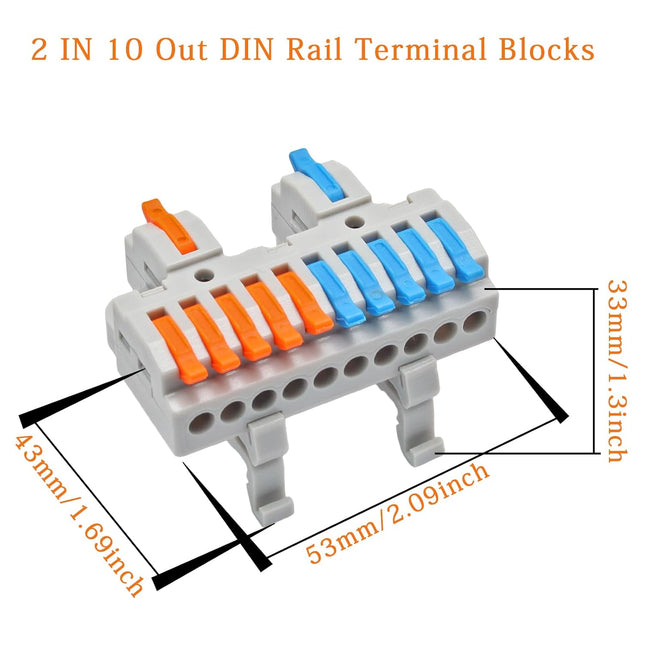 6Pcs DIN Rail Terminal Blocks 28-12AWG Quick Wiring Cable Terminal Blocks Splicing Wire Connectors for – product detail