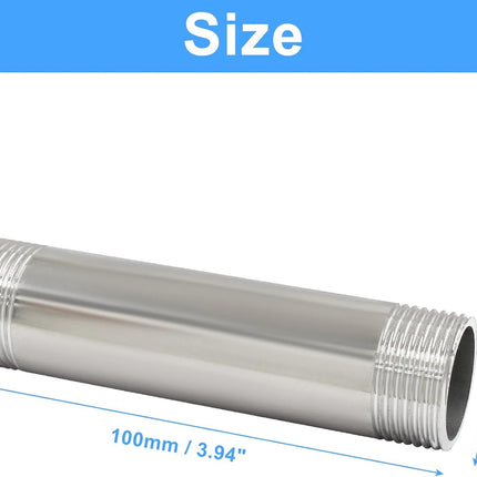 4 Inch / 100mm Male Thread Pipe Fitting Connection, 3/4 Inch NPT Stainless Steel Nipple Pipe
