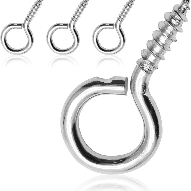 100pcs 3/4 Inch Eye Hooks Screw, #1 x 3/4 Inch Eyes Screws Small Metal Screw Hooks