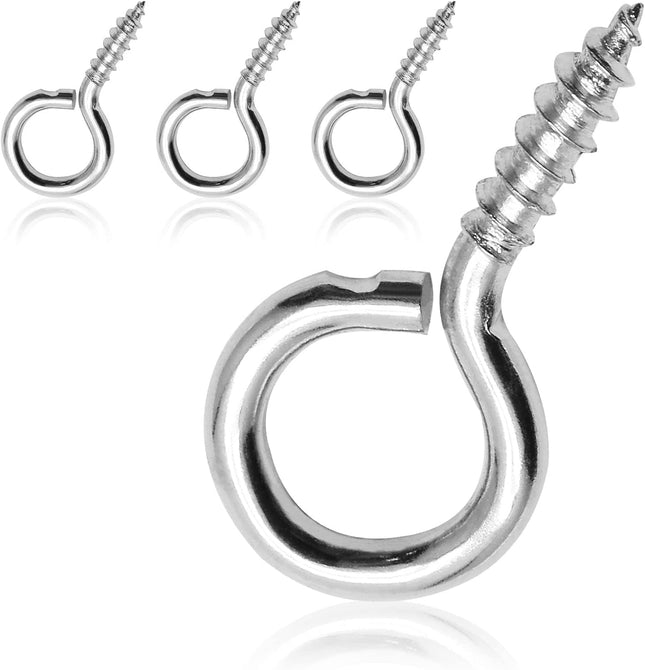 100pcs 3/4 Inch Eye Hooks Screw 1 x 3/4 Inch Eyes Screws Small Metal Screw Hooks V1258-DP02-B-3800