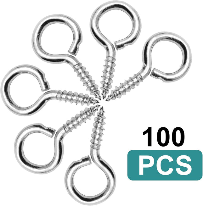 100pcs 3/4 Inch Eye Hooks Screw 1 x 3/4 Inch Eyes Screws Small Metal Screw Hooks – product detail