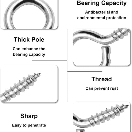 100pcs 3/4 Inch Eye Hooks Screw, #1 x 3/4 Inch Eyes Screws Small Metal Screw Hooks