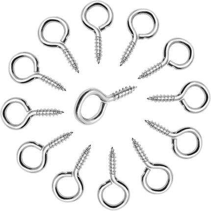 100pcs 3/4 Inch Eye Hooks Screw, #1 x 3/4 Inch Eyes Screws Small Metal Screw Hooks