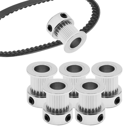 5pcs GT2 Pulley 20 Teeth 8mm Bore Fit 10mm Belt Width, Aluminum Timing Pulley Wheel Synchronous Wheels Gear Part for 3D Printer