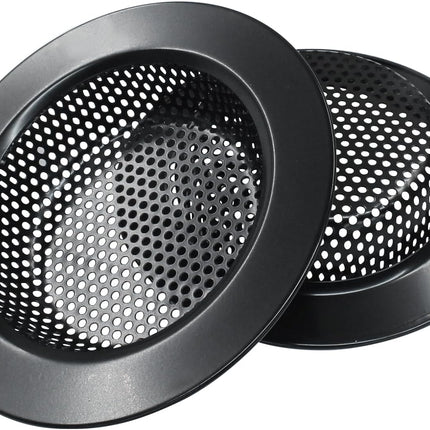 2 Pcs Sink Strainer Stainless Steel Kitchen Sink Drain Strainer Basket Cover Mesh Hair Food Catcher with Large Wide Rim 4.4" Diameter, Matte Black