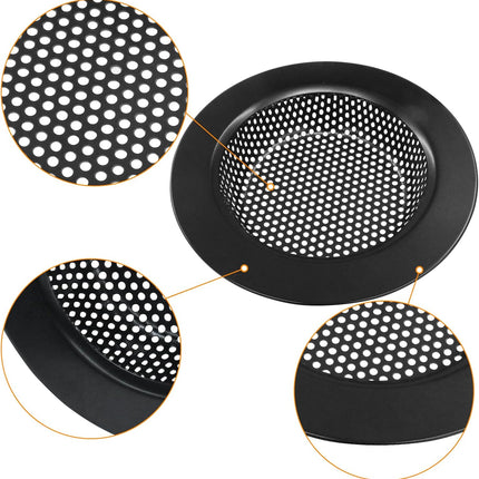 2 Pcs Sink Strainer Stainless Steel Kitchen Sink Drain Strainer Basket Cover Mesh Hair Food Catcher with Large Wide Rim 4.4" Diameter, Matte Black