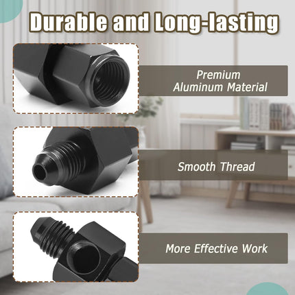 6AN Fuel Pressure Gauge Take Off Fitting Adapter, 6AN Male Flare to Female Swivel with 1/8 NPT Gauge Port Hose Adapter, Aluminum