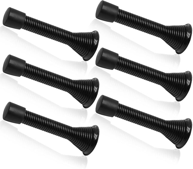 6 Pack Spring Door Stoppers with Rubber Bumper 3 to 4 Inch Adjustable Spring Steel Door Stoppers Flexible