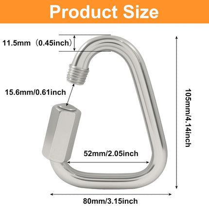4.1 Inch Delta Quick Link, Stainless Steel Triangle Quick Connector M12 Heavy Duty Chain Connector (1 Pack, 2517 Lbs Capacity)