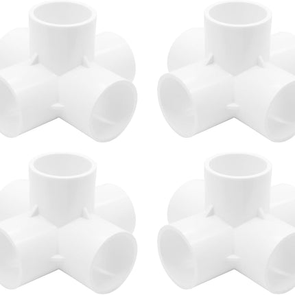 4Pcs 3/4 Inch PVC Fittings, 5 Way PVC Pipe Fittings Elbow Fittings, SCH40 Furniture Grade Corner Fitting Connector, Fits 3/4" PVC Pipes