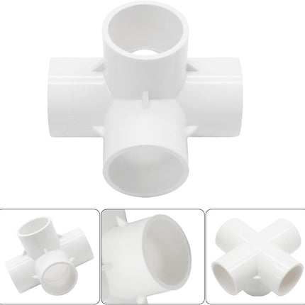 4Pcs 3/4 Inch PVC Fittings, 5 Way PVC Pipe Fittings Elbow Fittings, SCH40 Furniture Grade Corner Fitting Connector, Fits 3/4" PVC Pipes