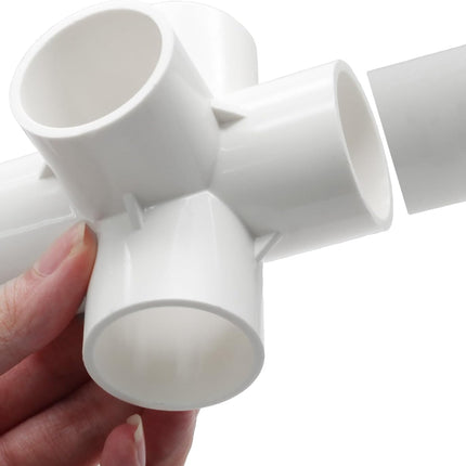 4Pcs 3/4 Inch PVC Fittings, 5 Way PVC Pipe Fittings Elbow Fittings, SCH40 Furniture Grade Corner Fitting Connector, Fits 3/4" PVC Pipes