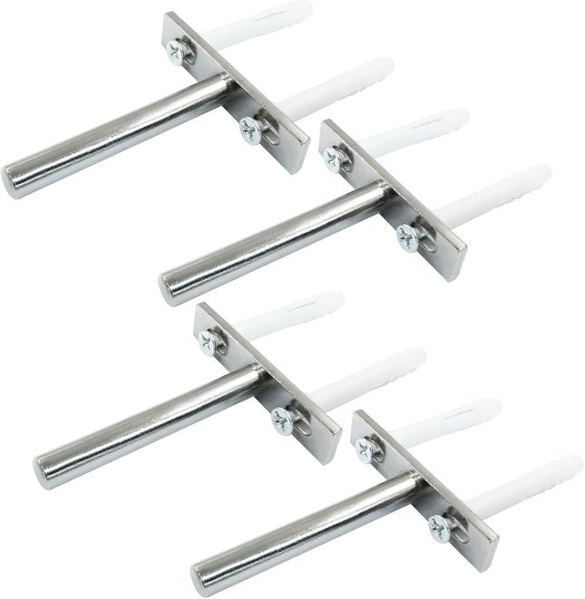 4 Pcs Hidden Floating Shelf Brackets 3 Inch Silver Steel Wall Mount Screws and Wall Plugs Included – product detail