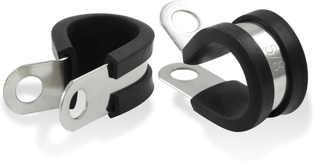 20 PCS 5/8 Inch Cable Clamp 304 Stainless Steel Pipe Clamp Rubber Cushioned Insulated – product detail