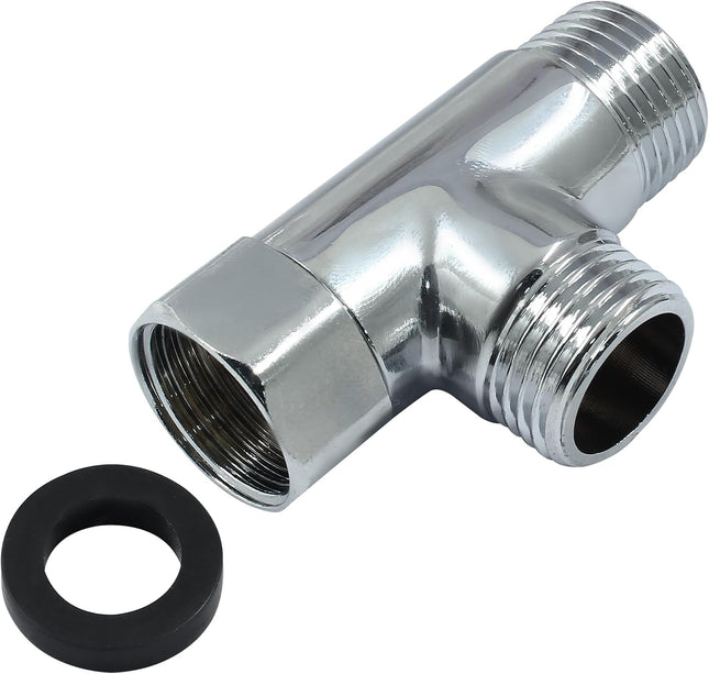 G1/2 3 Way Diverter Valve Solid Brass Tee Adapter Connection for Bath Shower Arm Bidet Sprayer Faucet