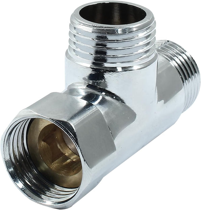 G1/2 3 Way Diverter Valve Solid Brass Tee Adapter Connection for Bath Shower Arm Bidet Sprayer Faucet – product detail