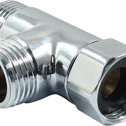G1/2" 3 Way Diverter Valve, Solid Brass Tee Adapter Connection for Bath Shower Arm, Bidet Sprayer Faucet (Silver)