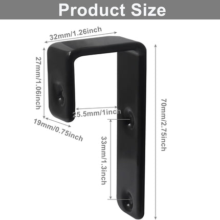 4 Pack Heavy Duty Bunk Bed Ladder Hooks, Inside Width 1" Black PVC Coated Metal Bunk Bed Replacement Hardware Brackets, J Hooks for Bed Decor/Garage Storage