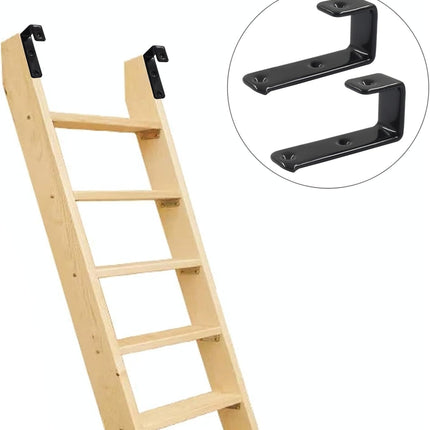 4 Pack Heavy Duty Bunk Bed Ladder Hooks, Inside Width 1" Black PVC Coated Metal Bunk Bed Replacement Hardware Brackets, J Hooks for Bed Decor/Garage Storage
