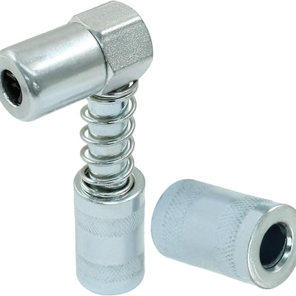 1 Pack 90 Degree Grease Coupler Adapter with Sleeves, Grease Gun Coupler Snaps onto Grease Fittings in Tight Spaces for Farm Truck Auto Industrial Use