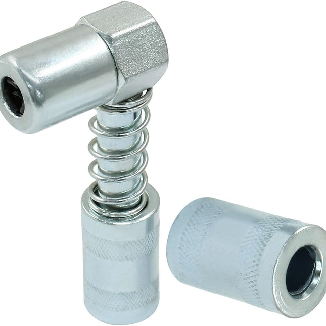 1 Pack 90 Degree Grease Coupler Adapter with Sleeves, Grease Gun Coupler Snaps onto Grease Fittings in Tight Spaces for Farm Truck Auto Industrial Use