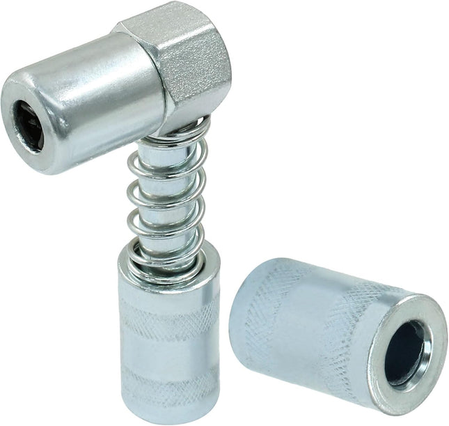 1 Pack 90 Degree Grease Coupler Adapter with Sleeves Grease Gun Coupler Snaps onto Grease Fittings in Tight