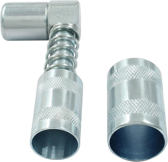 1 Pack 90 Degree Grease Coupler Adapter with Sleeves Grease Gun Coupler Snaps onto Grease Fittings in – product detail