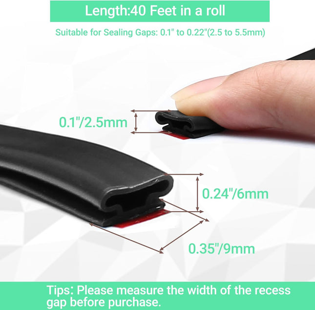 40 FT Rubber Weather Stripping Door Seal Strip Self-Adhesive D-Shape Door Weatherstripping Sealers for – product detail