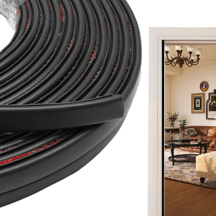 40 FT Rubber Weather Stripping Door Seal Strip Self-Adhesive D-Shape Door Weatherstripping Sealers for Doors Windows, Easy Cut to Size, Black
