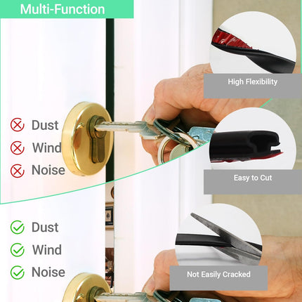 40 FT Rubber Weather Stripping Door Seal Strip Self-Adhesive D-Shape Door Weatherstripping Sealers for Doors Windows, Easy Cut to Size, Black
