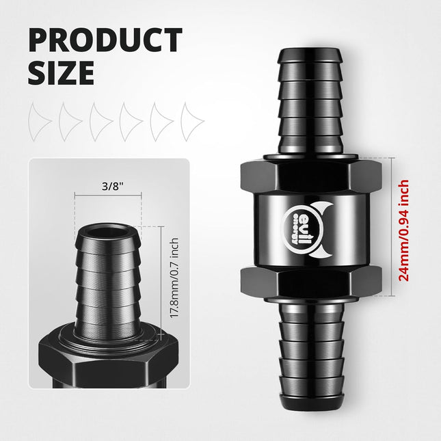 3/8 Fuel Check Valve One Way Inline Non Return Diesel Gasoline Black (10mm OD 2PCS) – product detail