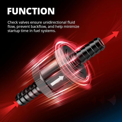 3/8" Fuel Check Valve One Way Inline Non Return Diesel Gasoline Black (10mm OD,2PCS)