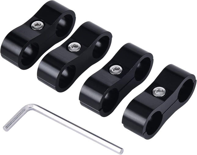 6AN Hose Separator Clamp AN6 Fuel Line Mounting Clamp Aluminum Black 4PCS V1258-DP02-B-3878