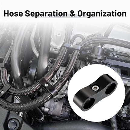6AN Hose Separator Clamp, AN6 Fuel Line Mounting Clamp Aluminum Black 4PCS