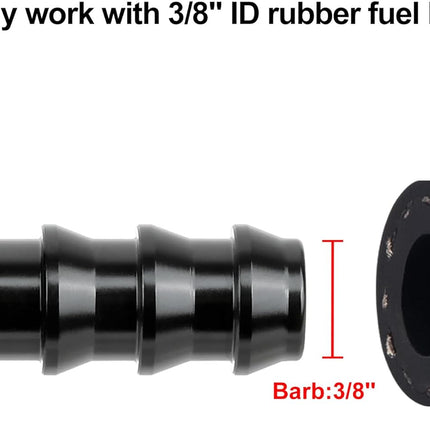 3/8 Barb Fuel Pressure Gauge Fitting Adapter with 1/8" NPT Sensor Gage Port Aluminum Black