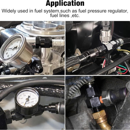 6AN to 3/8 NPT with 1/8" NPT gauge port Fuel Pressure Take off Fitting Adapter Aluminum