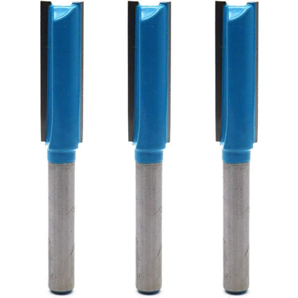 Straight Router Bit Double Flutes for Woodworking 1/4" Shank Dia 3/8" Cutting Dia - Pack of 5