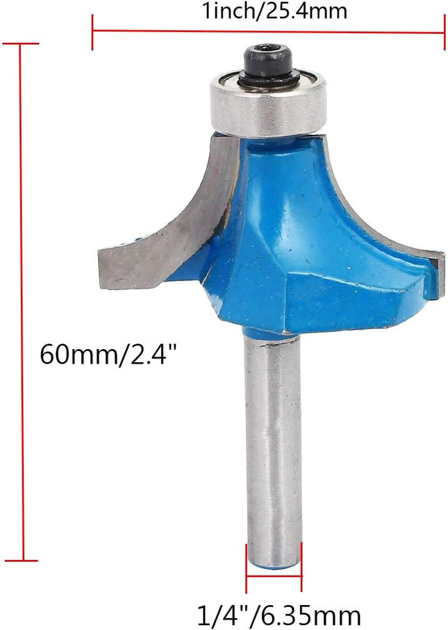 Round Over Edging Router Bit 1/4 Shank 1/2 Cutting Radius Bearing Guide Corner Rounding Router Bit – product detail