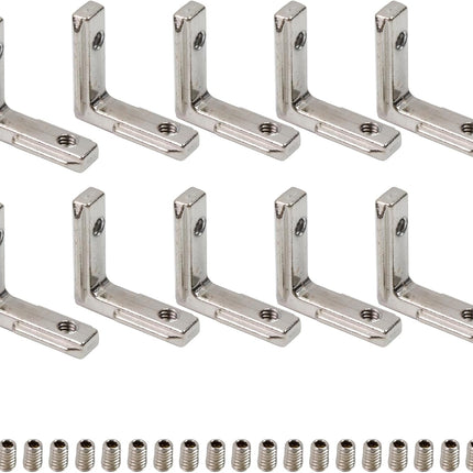 T Slot Inside Corner Brackets L-Shape Interior Corner Connector with Screws for 1515 Series Aluminum Extrusion Profile -10pcs