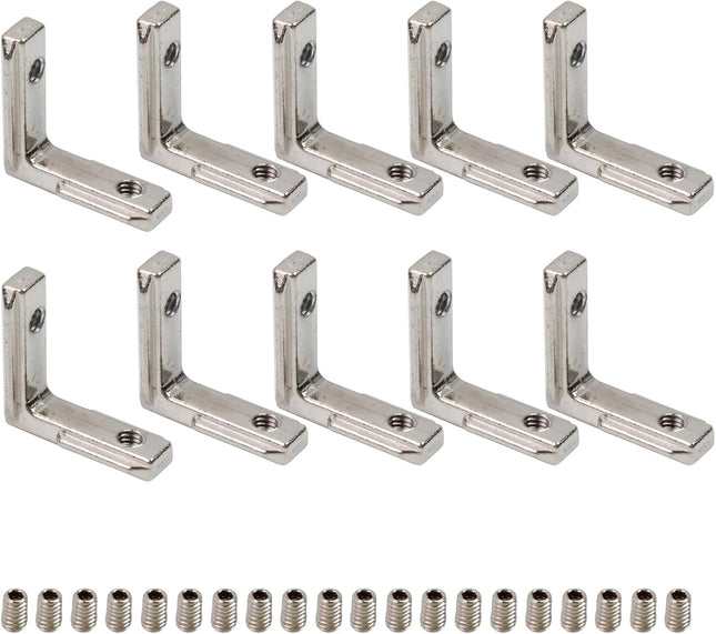 T Slot Inside Corner Brackets L-Shape Interior Corner Connector with Screws for 1515 Series Aluminum
