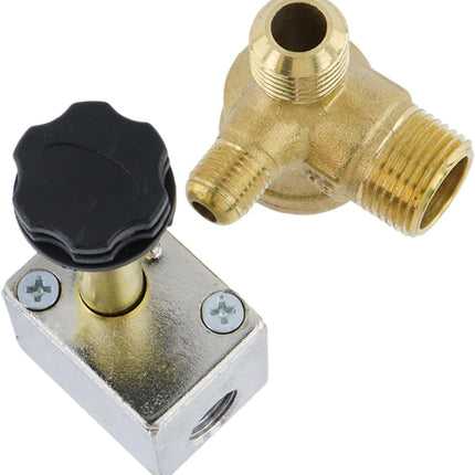 Electric Solenoid Air Valve Body Aluminum Power-Off Vent Exhaust Valves Body with 3 Way Valve for Air Compresspor