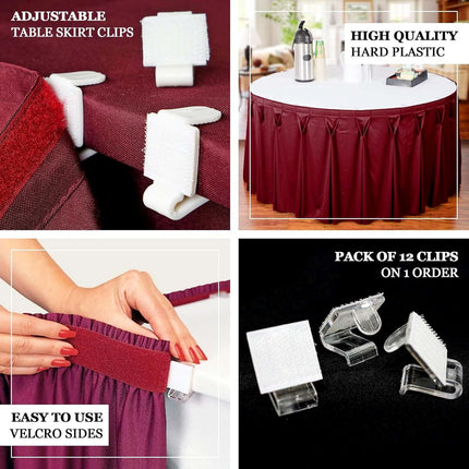 Efavormart 12 PCS Adjustable Clear Plastic Large Table Skirt Clips for Wedding Party Event Decoration - 3"