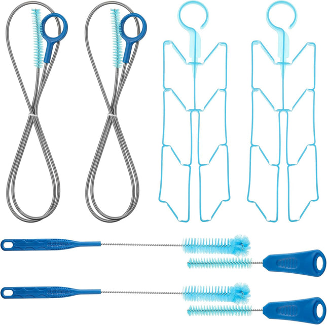 2 Set 8 in 1 Hydration Bladder Cleaning Kit Includes 3 Different Brushes and Drying Collapsible Bladder