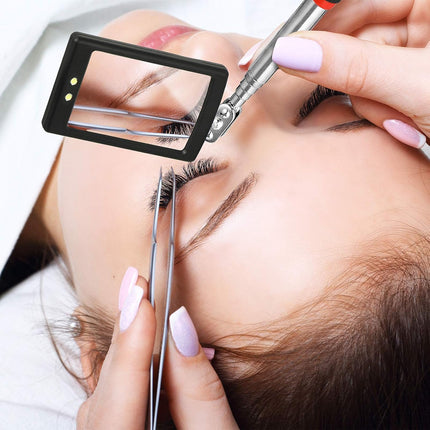 2 Pieces LED Mirror Inspection Telescoping Round Square Mirror Inspection Tool for Check The Condition of Vehicle, Observe The Eyelashes, Mouth and Other Small Parts