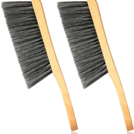 2 Pieces Wooden Bench Brushes Fireplace Brush Natural Fiber Bench Soft Bristles Long Wood Handle Dust for Hearth Tidy Car Home Workshop Woodworking(Gray)